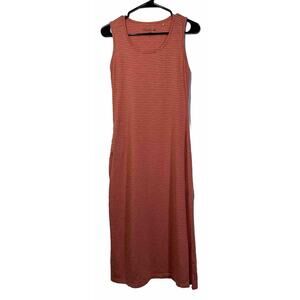 Toad & Co Orange White Striped Samba Paseo Midi Tank Sleeveless Dress Size XS